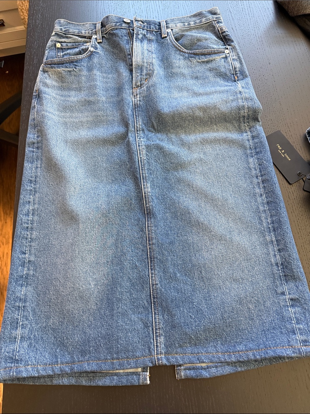 Citizens Of Humanity Light Blue Denim Midi Skirt